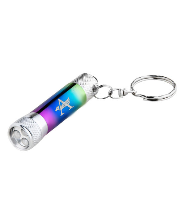 Schlüsselanhänger schillernd mit 3-LED-Taschenlampe aus Aluminium ADLER